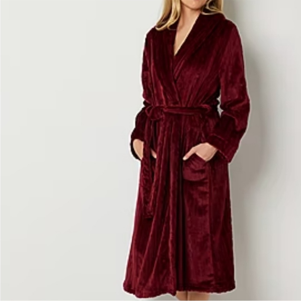Liz Claiborne Womens Long Sleeve Long Length Robe Sleepwear Bathrobe